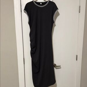 Anthropologie Black Maxi Dress with White Trim Accents